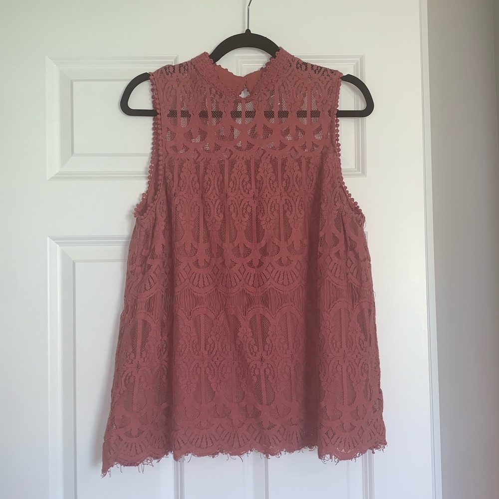 Pink Lace Pattern Tank